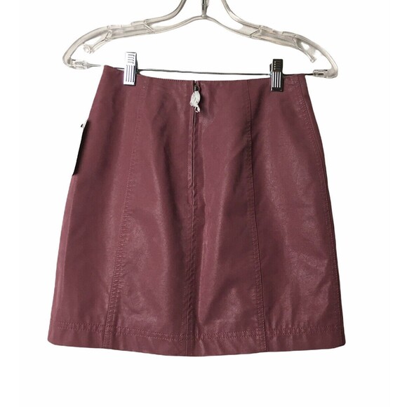 Free People Mini Skirt Pink Size 0 Faux Leather Party Night Out Casual Zip - Picture 3 of 10